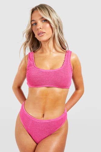 Womens Premium Crinkle Scoop Bikini Top - - 14 - boohoo - Modalova