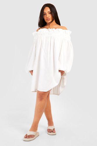 Womens Plus Woven Textured Off The Shoulder Smock Dress - - 18 - boohoo - Modalova