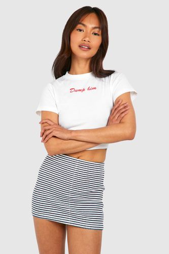 Womens Cotton Rib Stripe Mini Skirt - - 10 - boohoo - Modalova