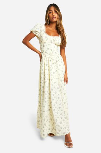 Womens Ditsy Floral Puff Sleeve Milkmaid Maxi Dress - - 18 - boohoo - Modalova