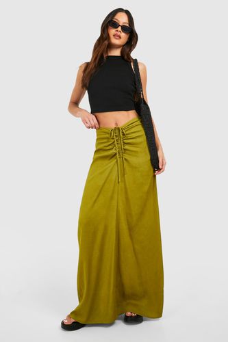 Womens Tall Linen Ruched Front Maxi Skirt - - 10 - boohoo - Modalova