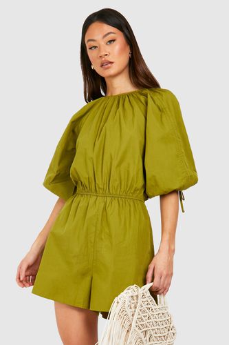 Womens Tall Cotton Ruched Sleeve Playsuit - - 14 - boohoo - Modalova