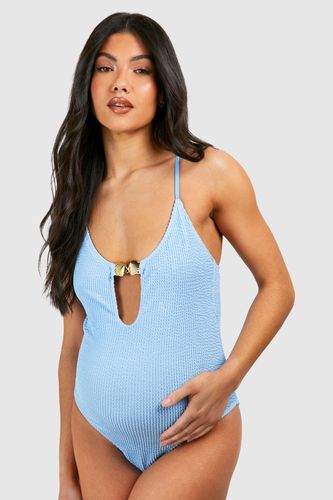 Womens Maternity Crinkle Shell Keyhole Swimsuit - - 12 - boohoo - Modalova