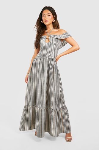 Womens Stripe Halterneck Tiered Maxi Dress - - 12 - boohoo - Modalova