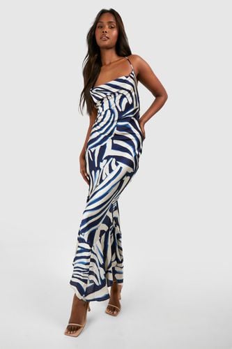 Womens Zebra Cowl Back Asymmetric Maxi Dress - - 14 - boohoo - Modalova