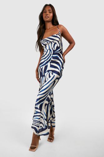 Womens Zebra Cowl Back Asymmetric Maxi Dress - - 16 - boohoo - Modalova