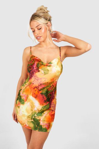 Womens Marble Satin Mini Slip Dress - - 10 - boohoo - Modalova