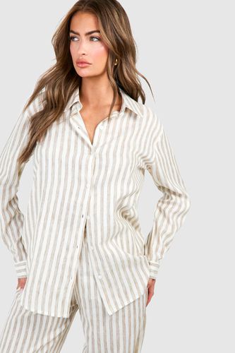 Womens Cotton Poplin Tonal Stripe Long Sleeve Shirt - - 10 - boohoo - Modalova