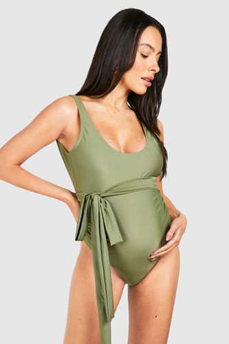 Womens Maternity Belted Scoop Swimsuit - - 12 - boohoo - Modalova