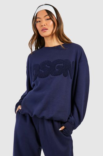 Womens Dsgn Studio Bubble Towelling Applique Oversized Sweatshirt - - L - boohoo - Modalova