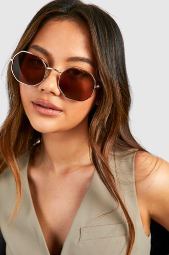 Womens Hexagon Metal Frame Sunglasses - - One Size - boohoo - Modalova