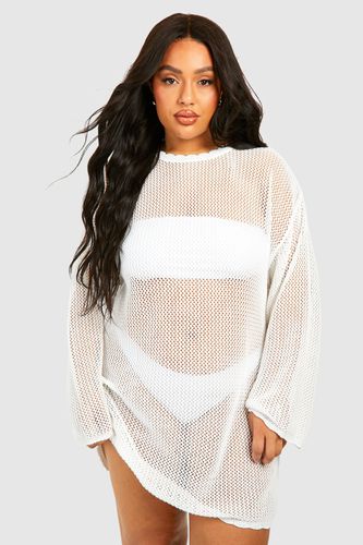 Womens Plus Knitted Crochet Beach Dress - - 20 - boohoo - Modalova