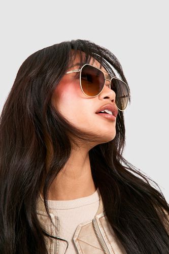 Womens Ombre Tinted Frame Aviator Sunglasses - - One Size - boohoo - Modalova