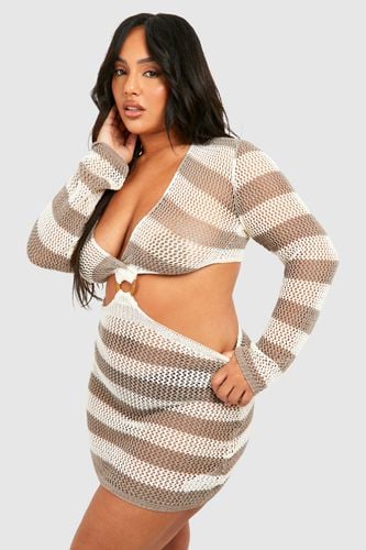 Womens Plus Long Sleeve Ring Detail Beach Mini Dress - - 24 - boohoo - Modalova