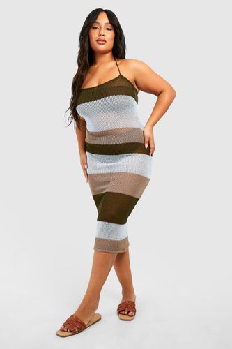 Womens Plus Crochet Stripped Midaxi Beach Dress - - 18 - boohoo - Modalova