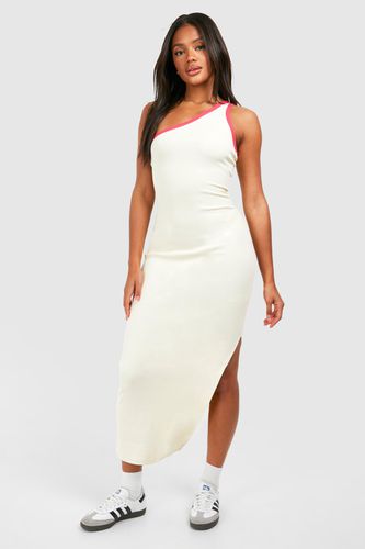 Womens Premium Contrast Rib One Shoulder Midaxi Dress - - 12 - boohoo - Modalova