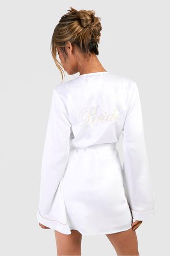 Womens Bride Flare Sleeve Short dressing gown - - 10 - boohoo - Modalova