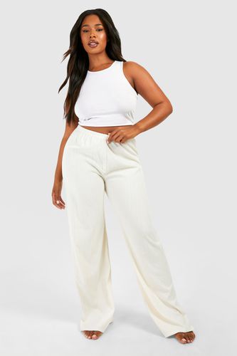 Womens Plus Soft Rib Lounge Wide Leg Trouser - - 26 - boohoo - Modalova