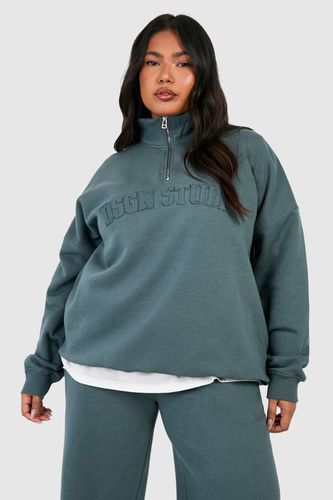 Womens Plus Dsgn Studio Self Fabric Applique Half Zip Sweatshirt - - 16 - boohoo - Modalova