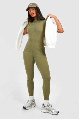 Womens Basic Cap Sleeve Rib Unitard Jumpsuit - - 10 - boohoo - Modalova