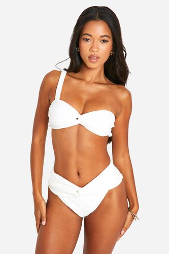 Womens Twist Detail One Shoulder Textured Bikini Set - - 10 - boohoo - Modalova