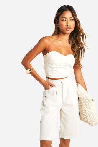 Womens Tailored Linen Midi Shorts - - 10 - boohoo - Modalova