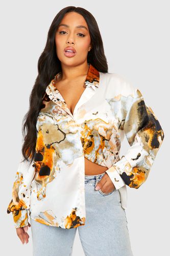 Womens Plus Abstract Oversized Shirt - - 18 - boohoo - Modalova