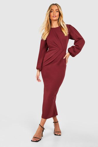 Womens Drape Side Volume Sleeve Crepe Midaxi Dress - - 8 - boohoo - Modalova