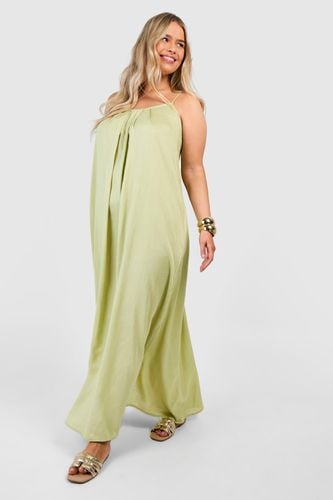 Womens Plus Linen Look Pleated Maxi Dress - - 16 - boohoo - Modalova