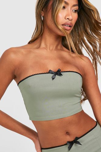 Womens Bengaline Bow Detail Bandeau Top - - 10 - boohoo - Modalova