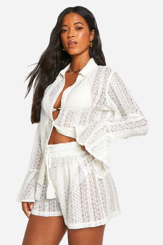 Womens Crochet Beach Shirt - - M - boohoo - Modalova