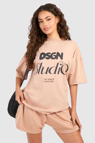 Womens Dsgn Studio Bubble Print Oversized T-shirt And Short Set - - L - boohoo - Modalova