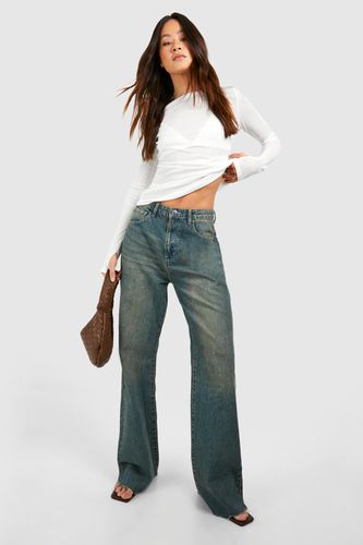 Womens Tall Vintage Wash Raw Fray Hem Straight Leg Jeans - - 10 - boohoo - Modalova
