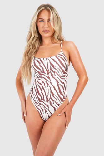 Womens Tiger Strappy Swimsuit - - 10 - boohoo - Modalova