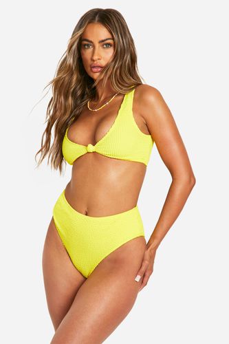 Womens Crinkle High Waisted Bikini Brief - - 10 - boohoo - Modalova
