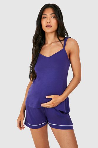 Womens Maternity Frill Sleeve Piped Short Pyjama Set - - 10 - boohoo - Modalova