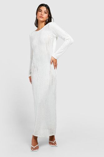 Womens Cowl Back Sheer Knitted Maxi Dress - - 12 - boohoo - Modalova