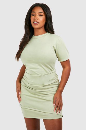 Womens Plus Cotton Elastane Ruched T-shirt Dress - - 20 - boohoo - Modalova