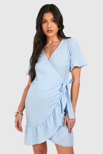 Womens Maternity Textured Wrap Frill Mini Dress - - 16 - boohoo - Modalova