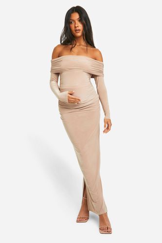 Womens Maternity Slinky Ruched Top And Skirt Co-ord - - 12 - boohoo - Modalova