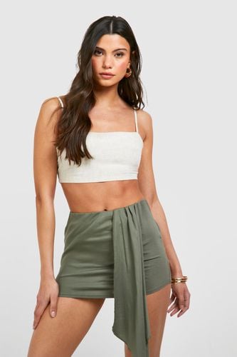 Womens Linen Look Panelled Drape Mini Skirt - - 12 - boohoo - Modalova