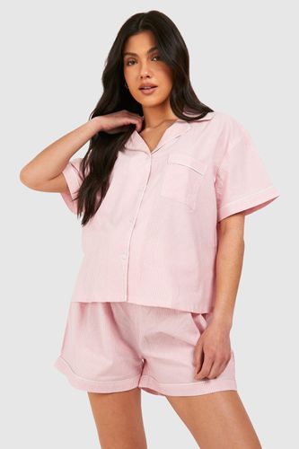 Womens Maternity Cotton Stripe Short Sleeve Pyjama Set - - 12 - boohoo - Modalova