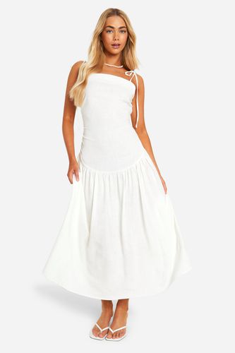Womens Linen Drop Waist Midaxi Dress - - 12 - boohoo - Modalova