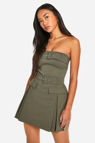 Womens Double Belt Trim Skort Playsuit - - 16 - boohoo - Modalova