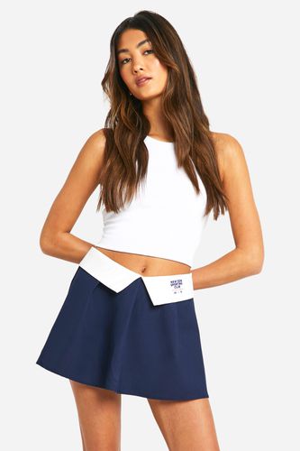 Womens Folded Waistband Design Studio Pleated Tennis Skirt - - 10 - boohoo - Modalova