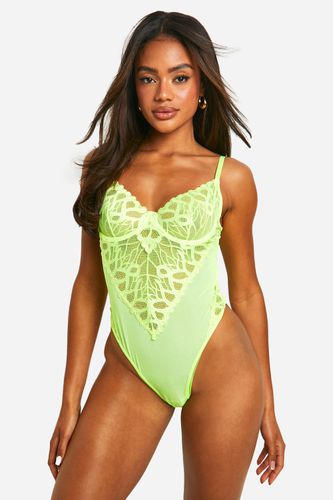 Womens Neon Mesh Panel Bodysuit - - M - boohoo - Modalova