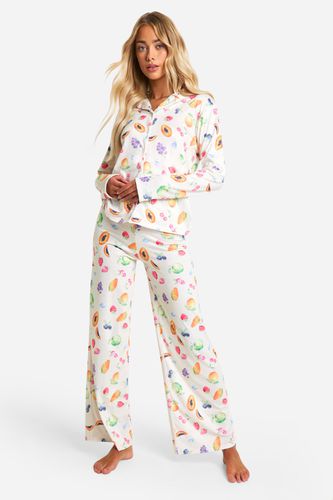 Womens Fruit Print Button Up Pyjama Set - - 14 - boohoo - Modalova