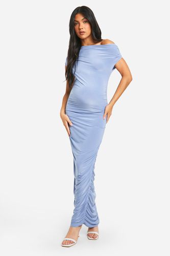 Womens Maternity Slinky Asymmetric Ruched Midaxi Dress - - 10 - boohoo - Modalova
