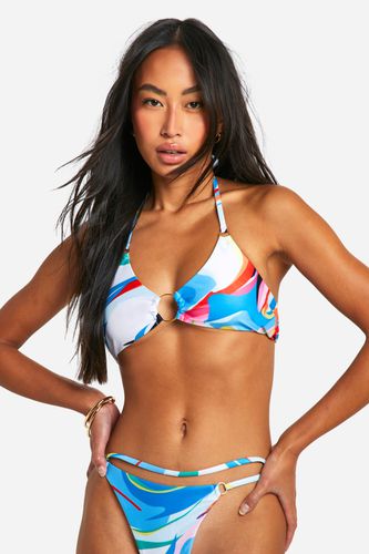 Womens Abstract Chain Trim Bikini Top - - 14 - boohoo - Modalova