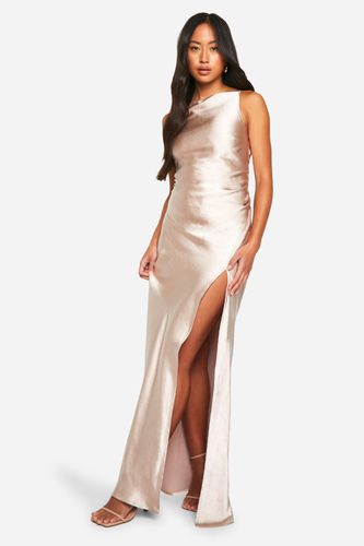 Womens Bridesmaid Satin Slash Neck Maxi Dress - - 12 - boohoo - Modalova